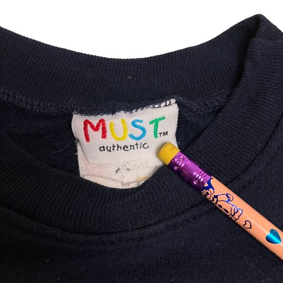 90s Vintage Kids Navy Blue Must Authentic Sweater Long Sleeve Shirt - Picture 3 of 8